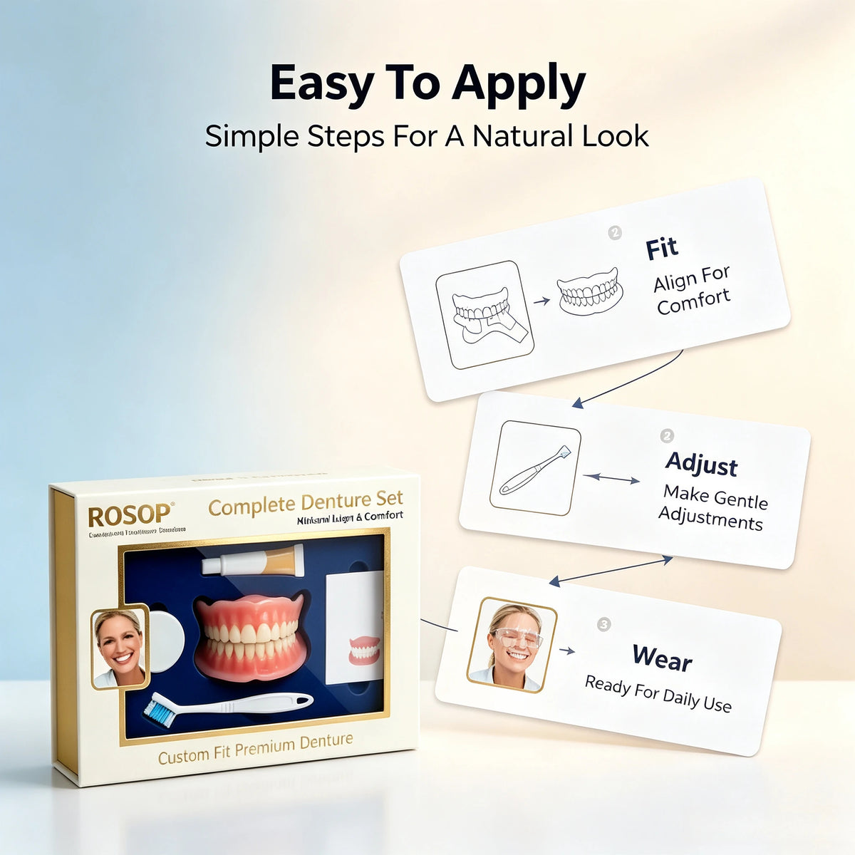 Cosmetic Temporary Denture Set for Natural Smile Makeover