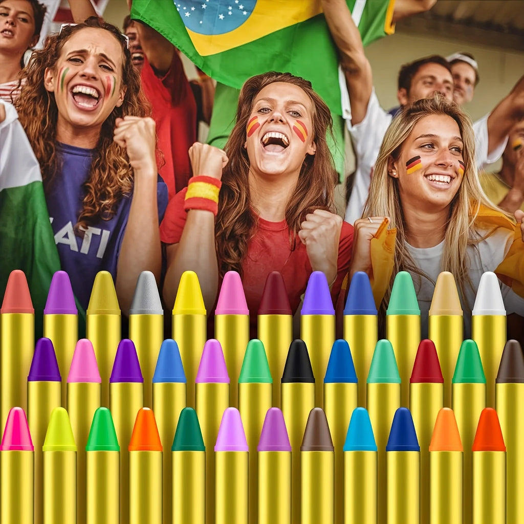 16-Color Face Paint Crayon Set for Parties and Halloween