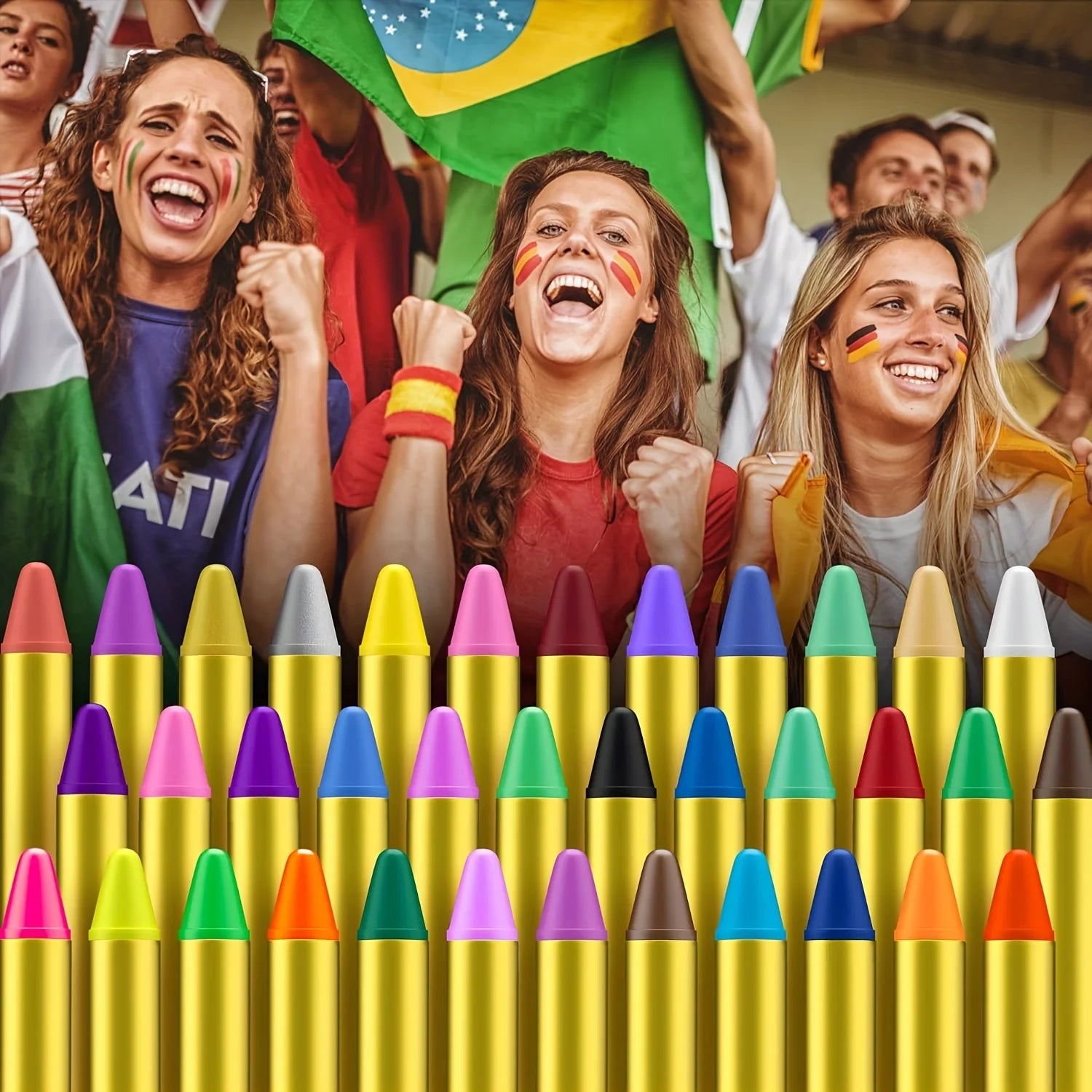 16-Color Face Paint Crayon Set for Parties and Halloween
