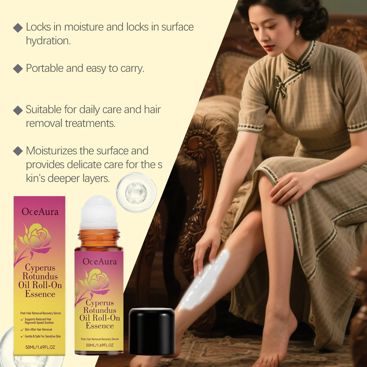 Soothing Roll-On Oil for Post-Hair Removal Skin Care