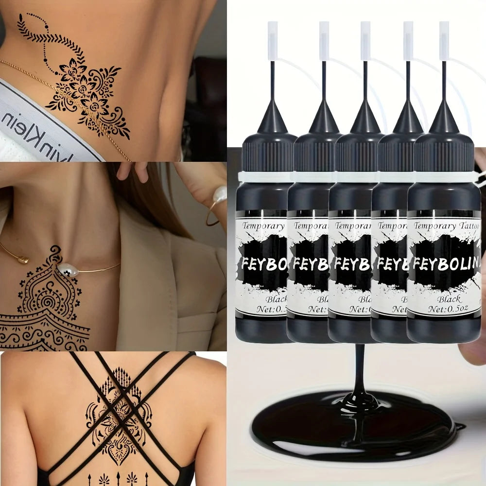 Temporary Black Henna Tattoo Gel for Festivals and Body Art