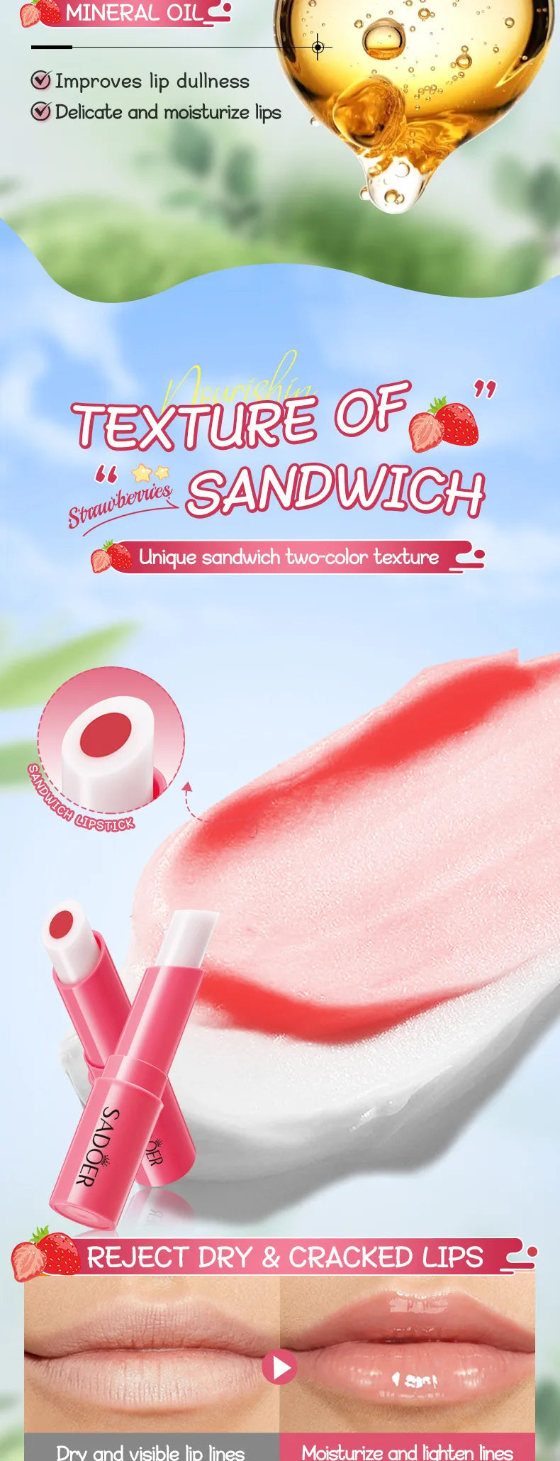 Color-Changing Fruit Moisturizing Lip Balm