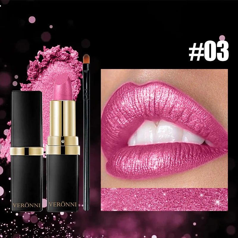 Metallic Pearl Finish Long-Lasting Lipstick