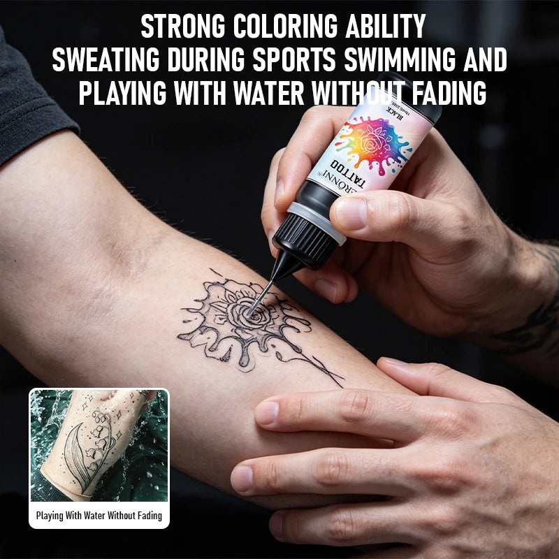 Waterproof Temporary Tattoo Ink Kit with Stencils - 10
