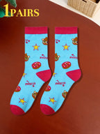 Men's Cartoon Teddy Bear Mid-Calf Crew Socks