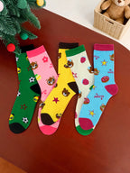 Men's Cartoon Teddy Bear Mid-Calf Crew Socks