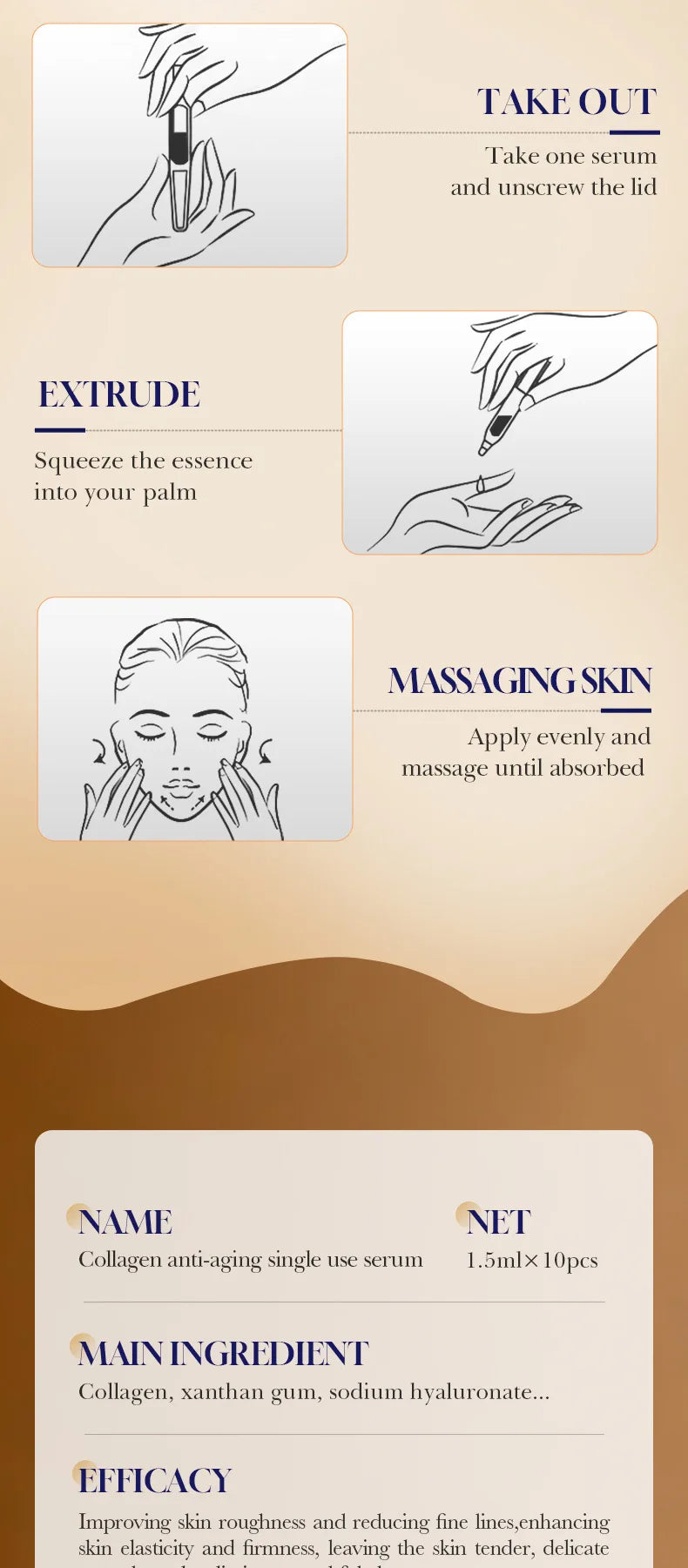 Collagen Anti-Aging Face Serum Single-Use Vials - 14