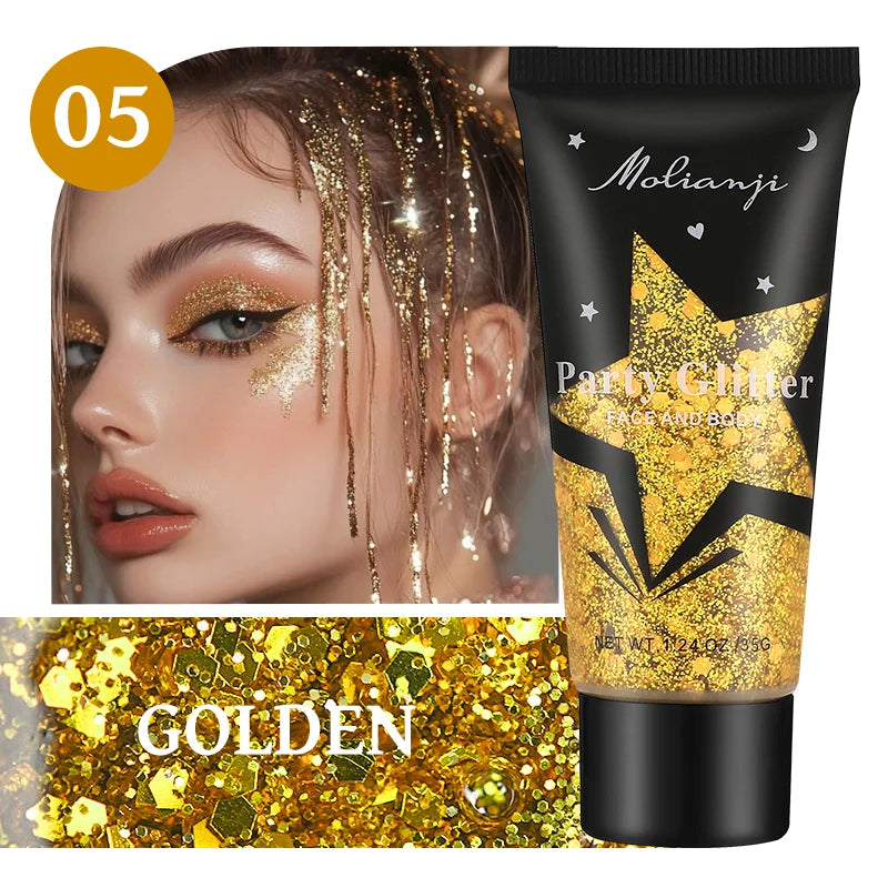 Waterproof Face and Body Glitter Gel for Parties