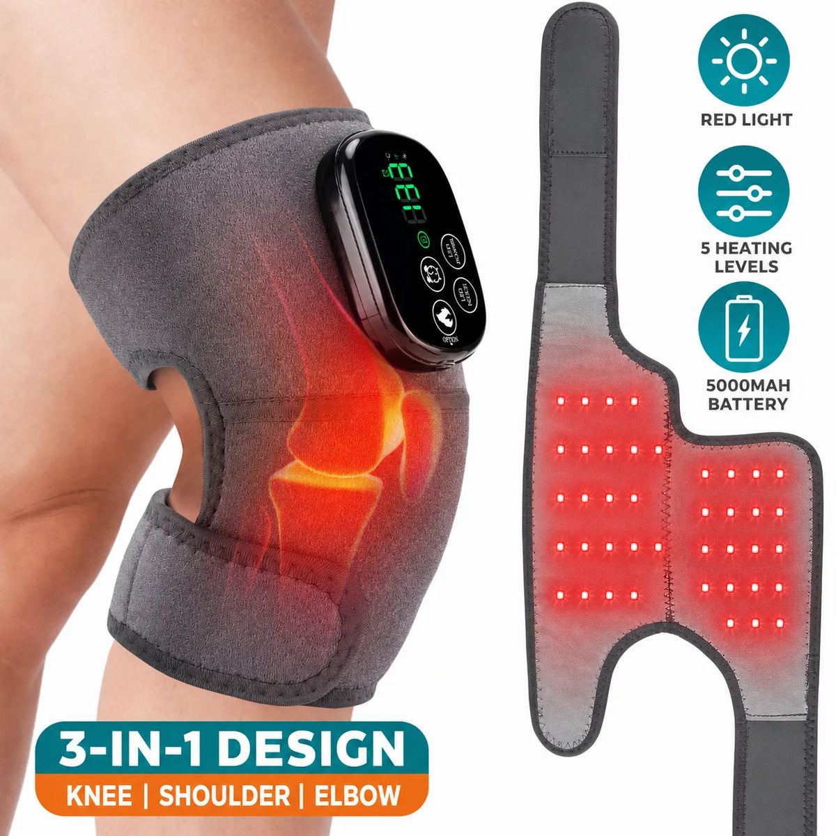 Cordless Heated Joint Therapy Wrap for Knee, Shoulder and Elbow