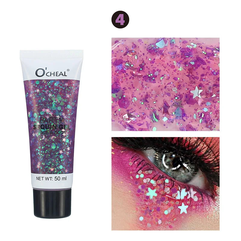 Waterproof Face and Body Glitter Sequin Gel - 10