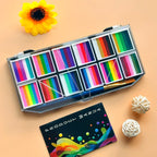 12-Color Rainbow Face and Body Paint Palette for Kids and Parties