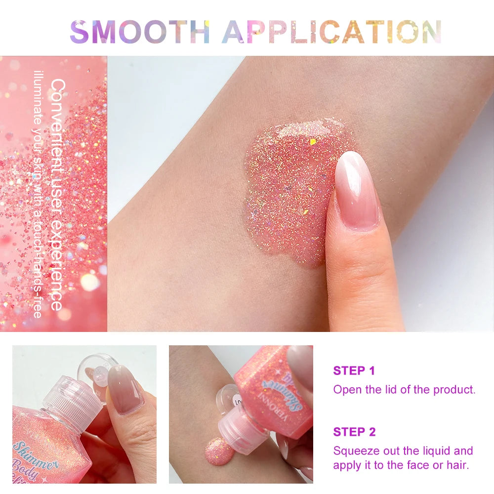 Waterproof Body Shimmer Glitter Gel for Face and Body
