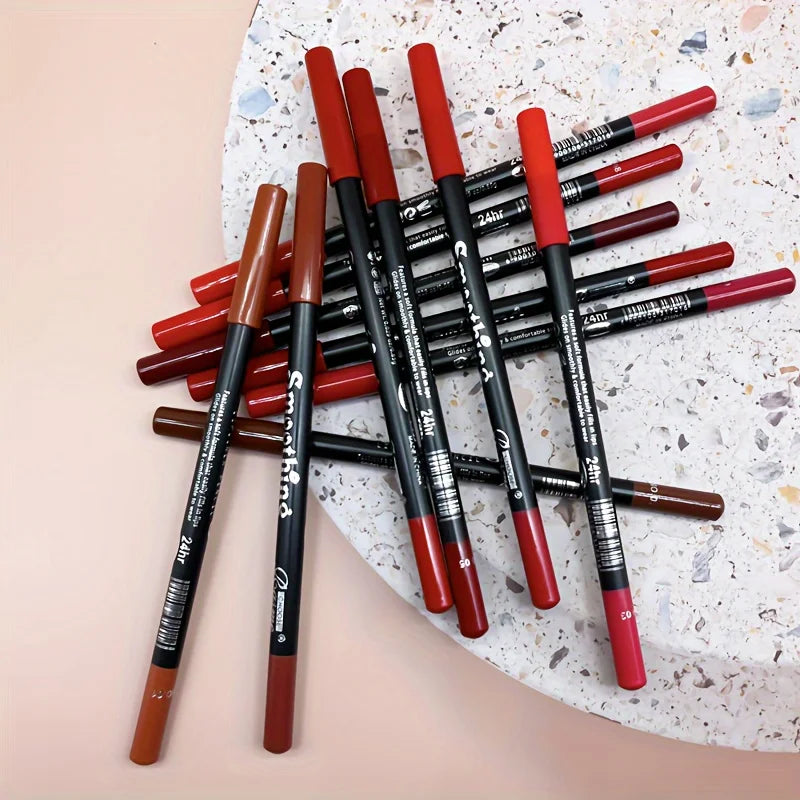 12-Piece Waterproof Matte Lip Liner Pencil Set