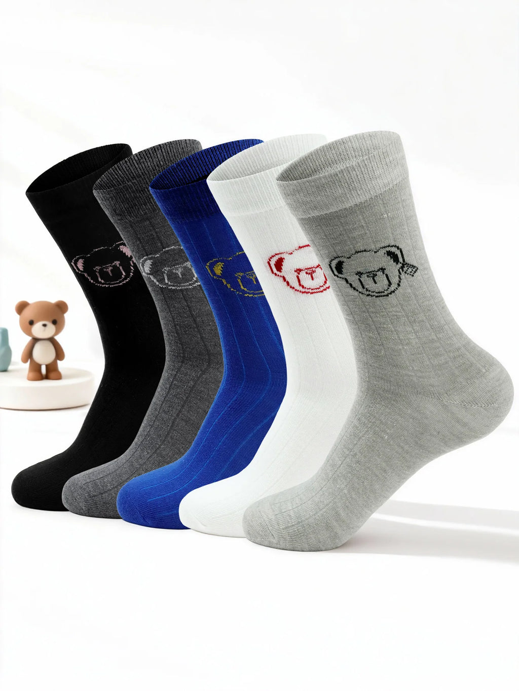 Creative Teddy Bear Embroidered Crew Socks