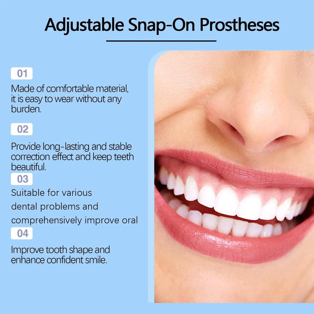 Adjustable Snap-On Smile Veneers for Teeth Whitening and Gaps