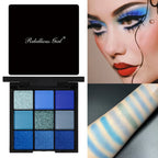 9-Color Blue Eyeshadow Palette for Festivals and Parties