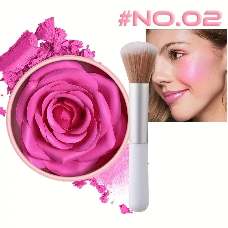 Long-Lasting Flower Petal Blush Set with Applicator Brush - 13