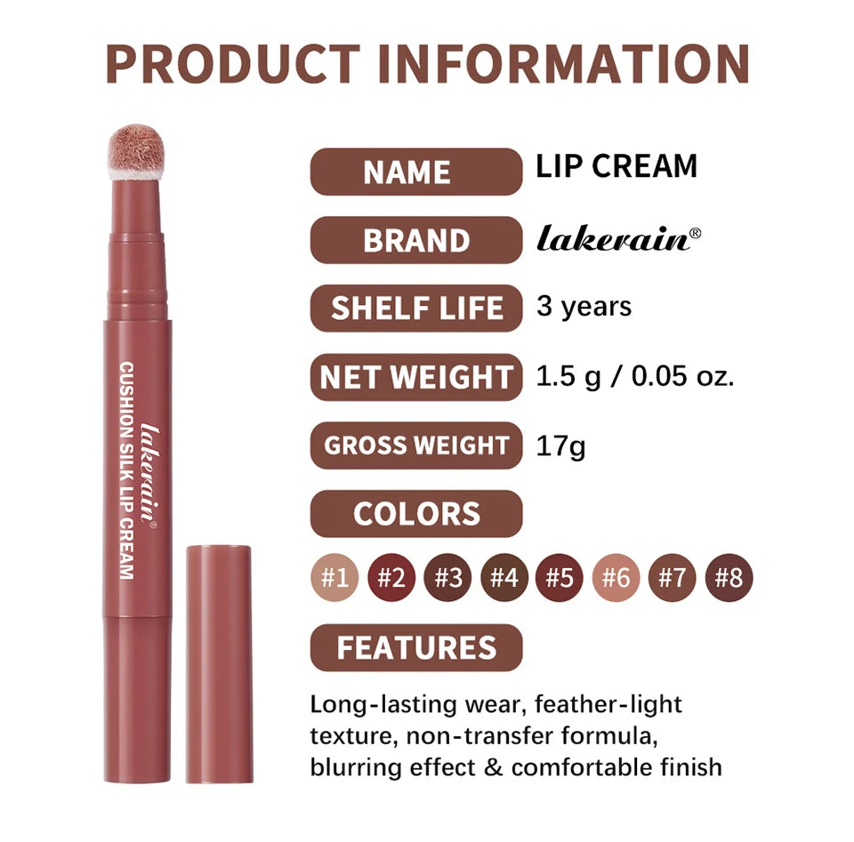 2-in-1 Velvet Lip Cream and Cheek Blush with Cushion Applicator