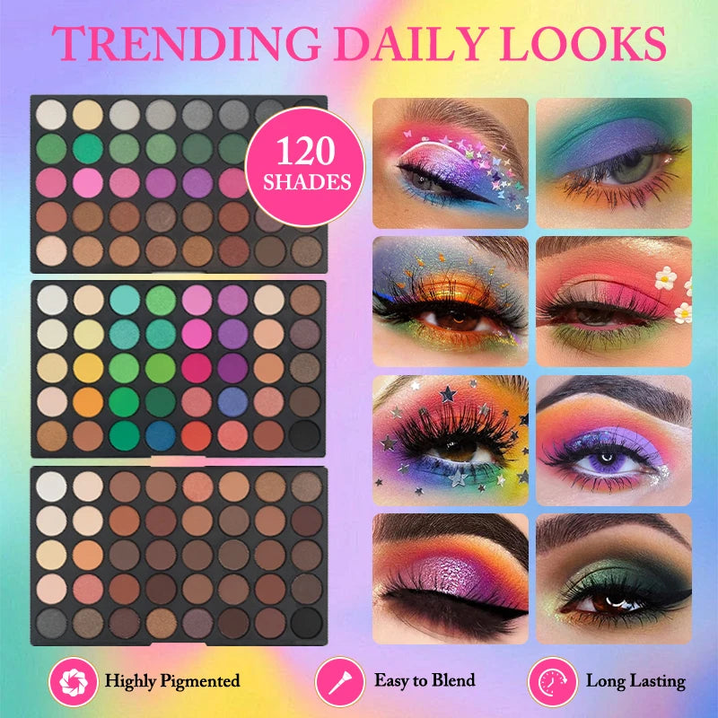 120-Color Professional Eyeshadow Palette for Every Look