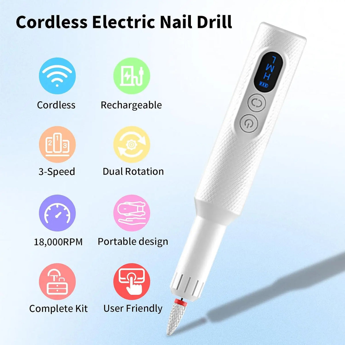 Cordless Electric Nail Drill for Manicure and Pedicure