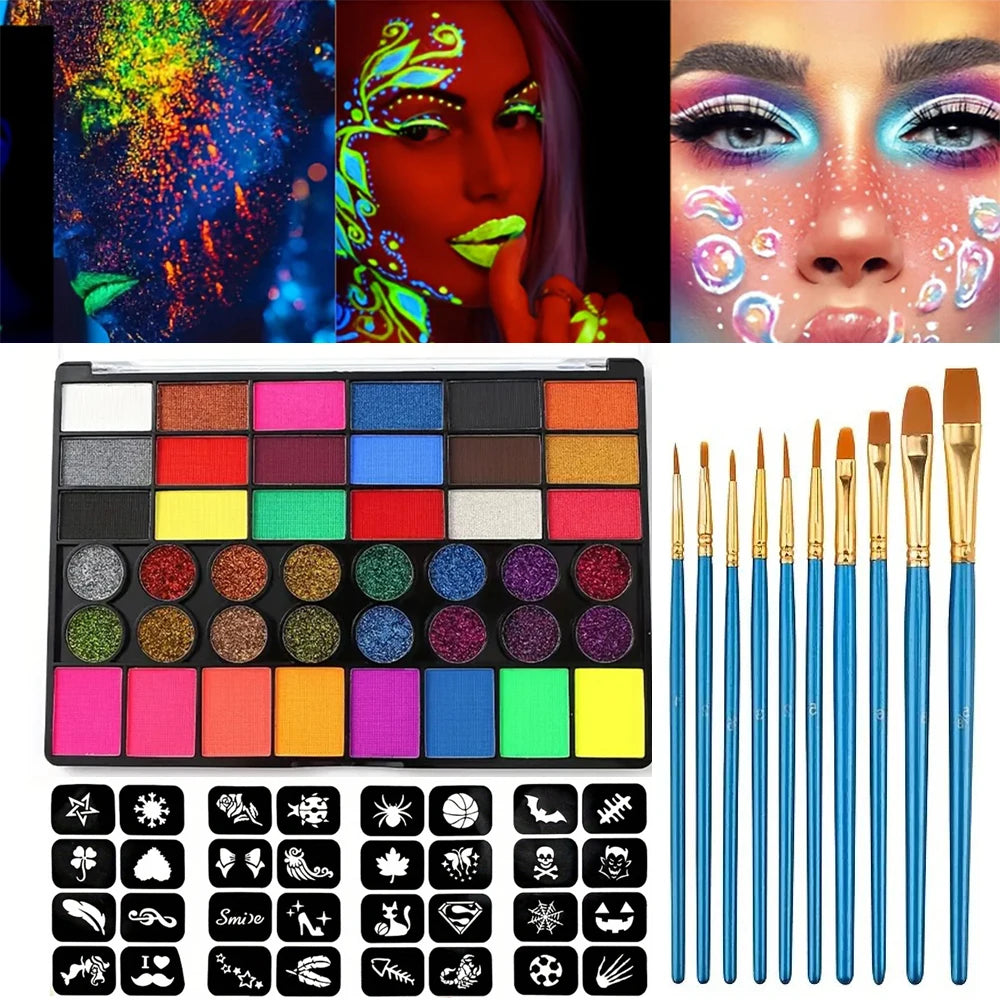 42-Color Water-Activated Face and Body Paint Makeup Set