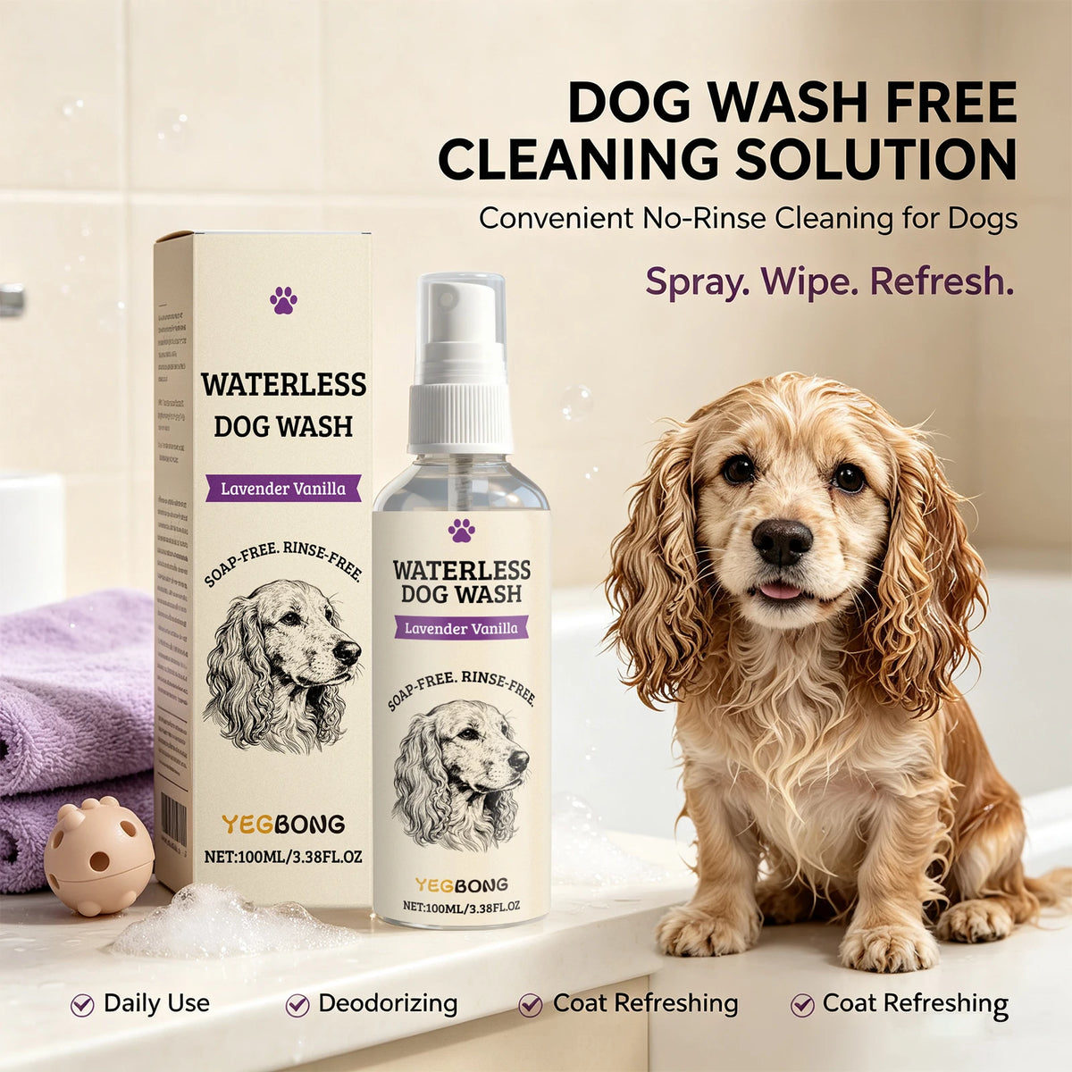 Waterless Dog Shampoo Spray for Quick Cleaning