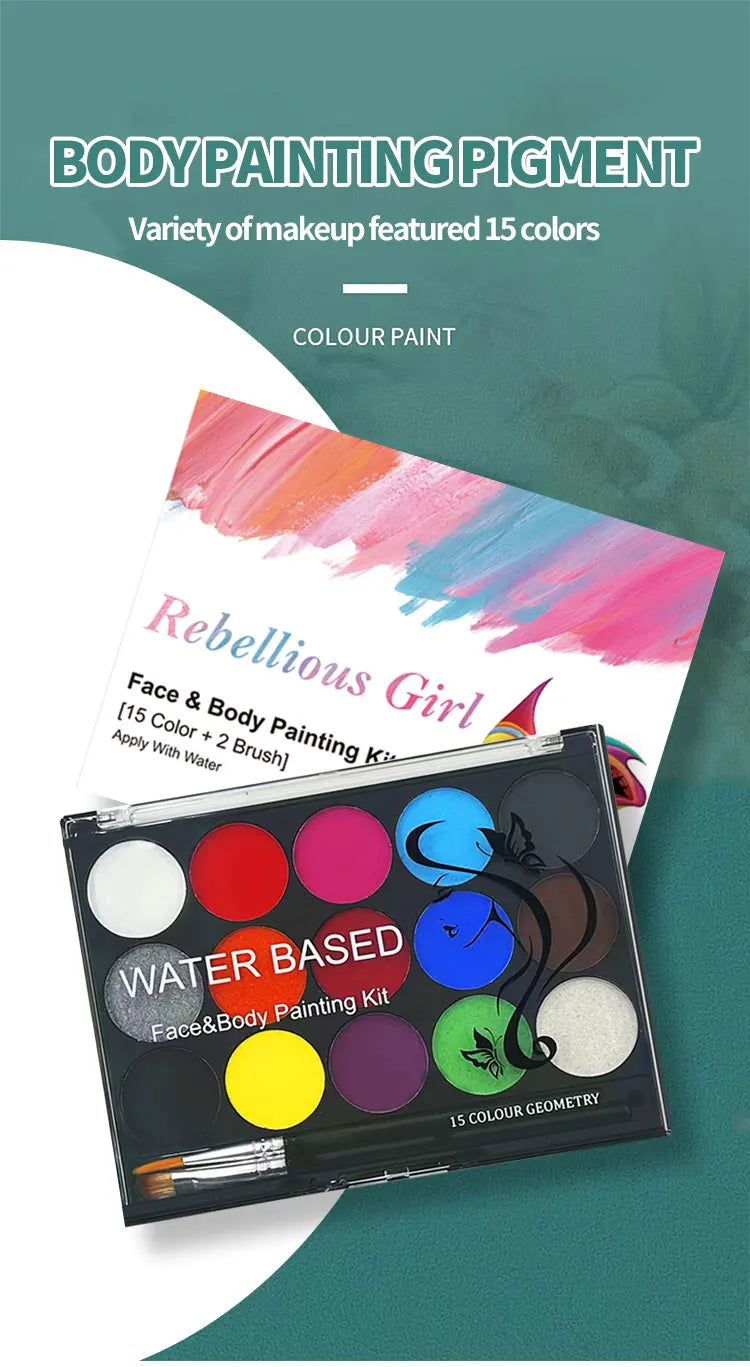 15-Color Professional Face and Body Paint Palette
