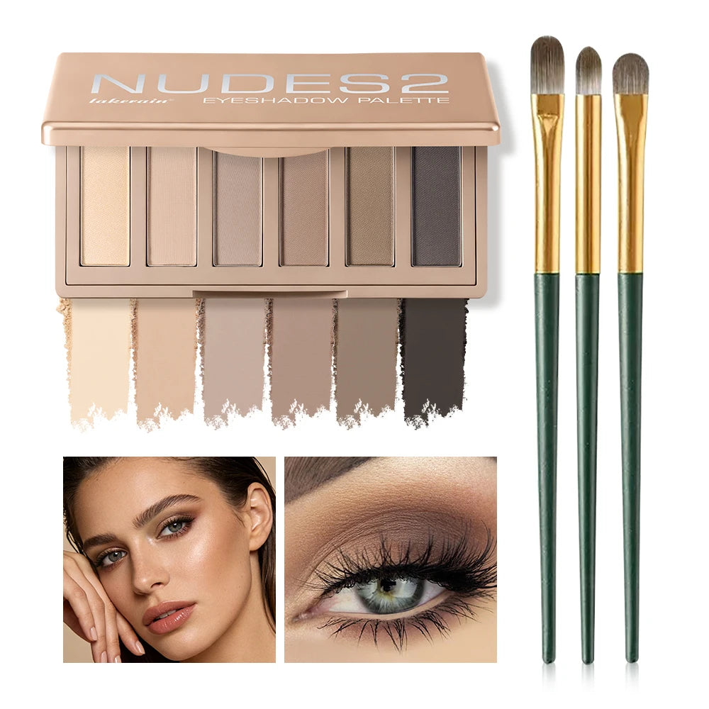 6-Color Matte Neutral Eyeshadow Palette with Brush Set