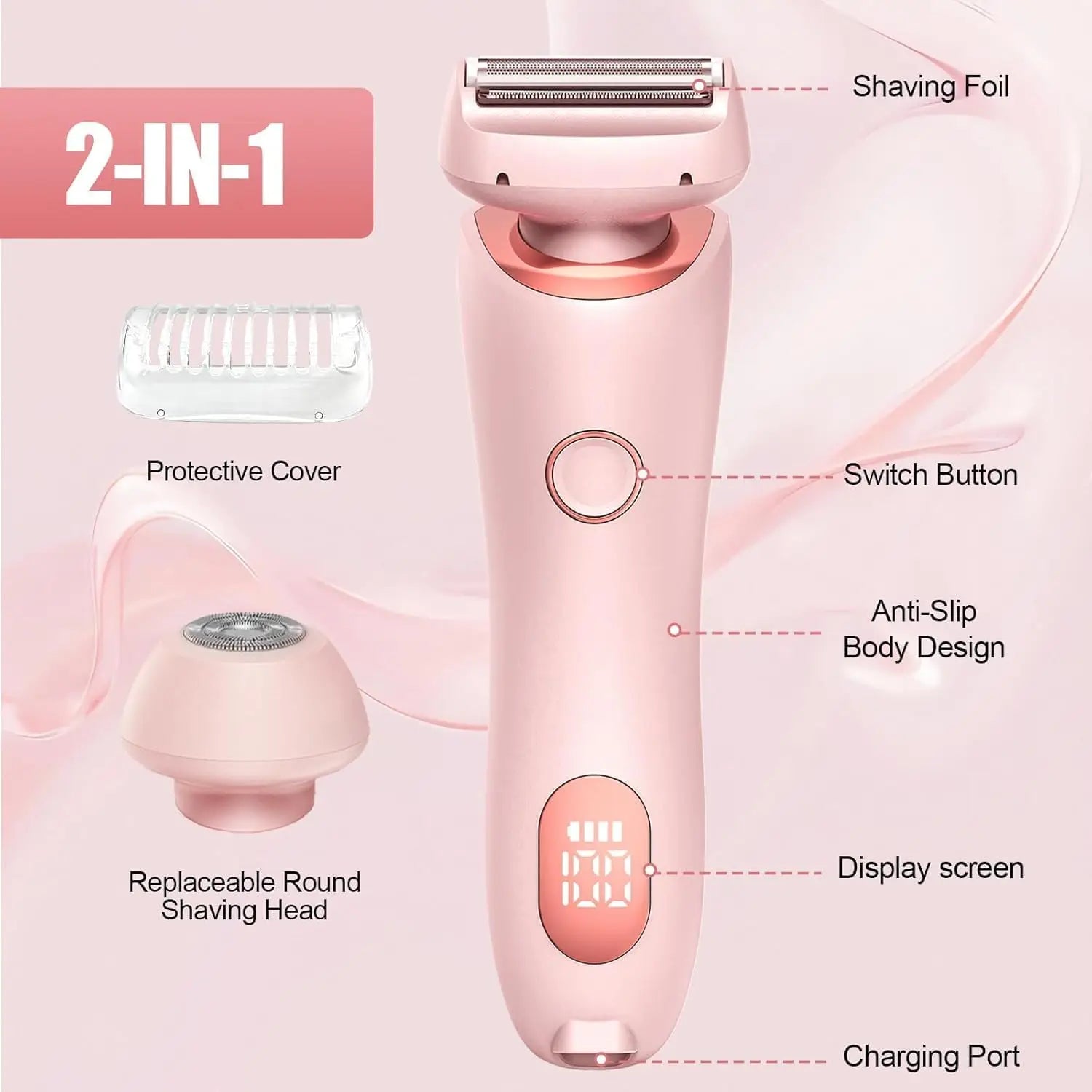 Pain-Free Electric Shaver for Women Body and Facial Hair - 2