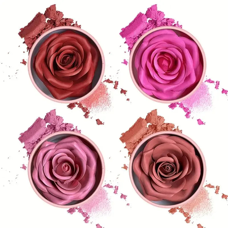 Long-Lasting Flower Petal Blush Set with Applicator Brush