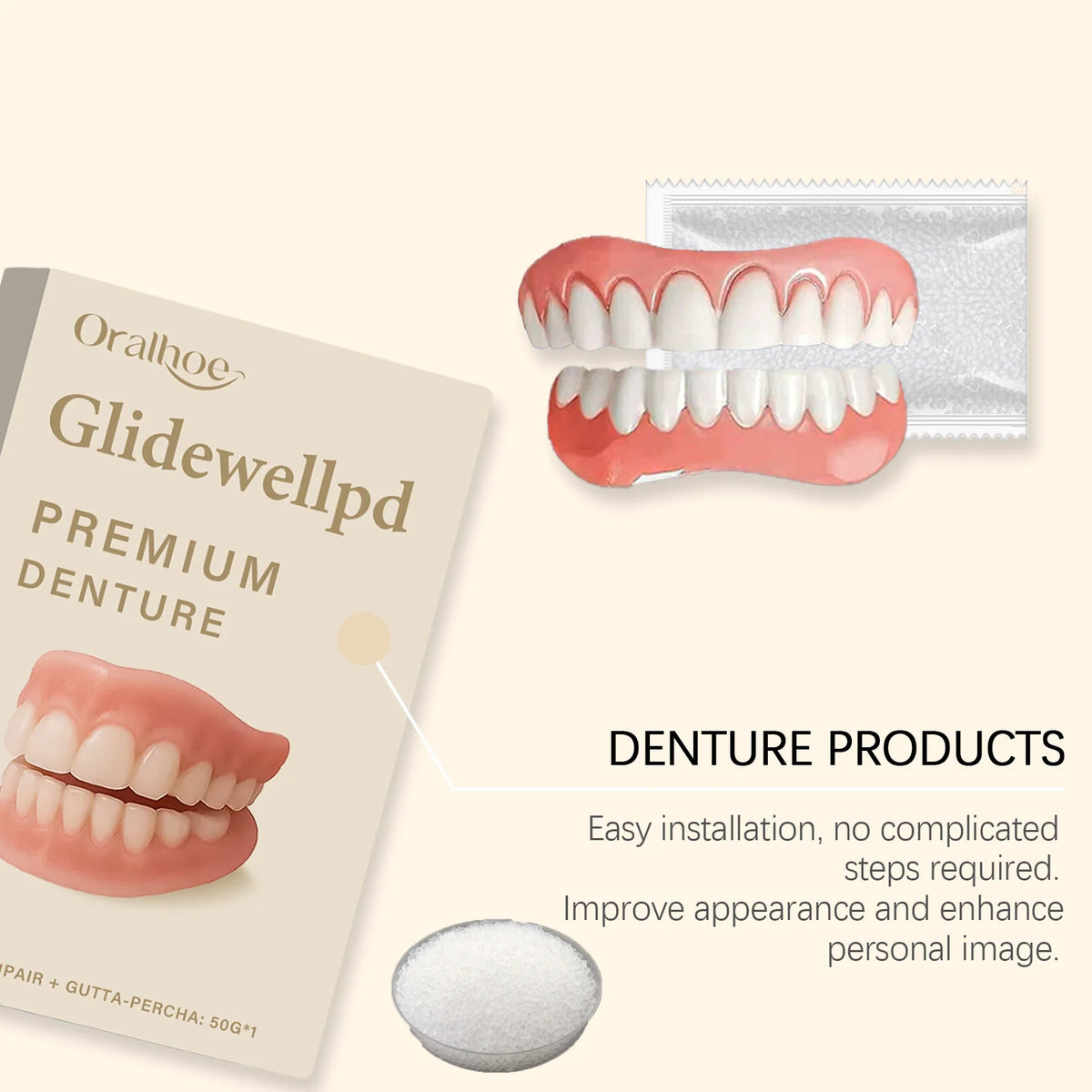 Temporary Silicone Denture Set for Instant Smile Restoration