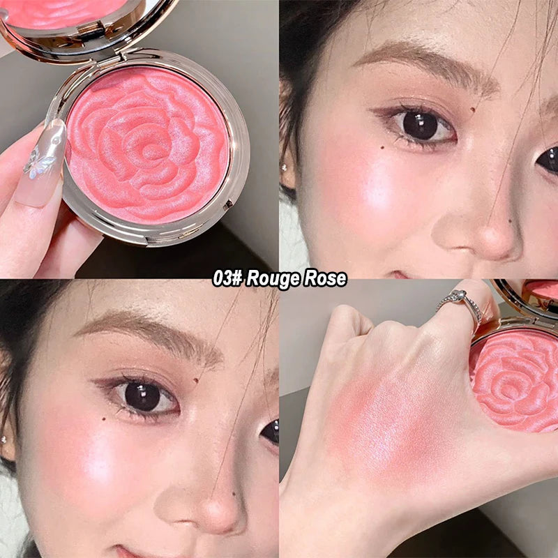 Rose Embossed Shimmer Blush Powder