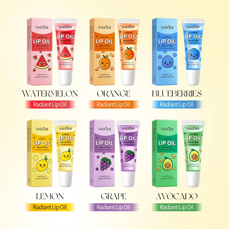 3-Piece Fruit Scented Hydrating Lip Oil Gloss Set