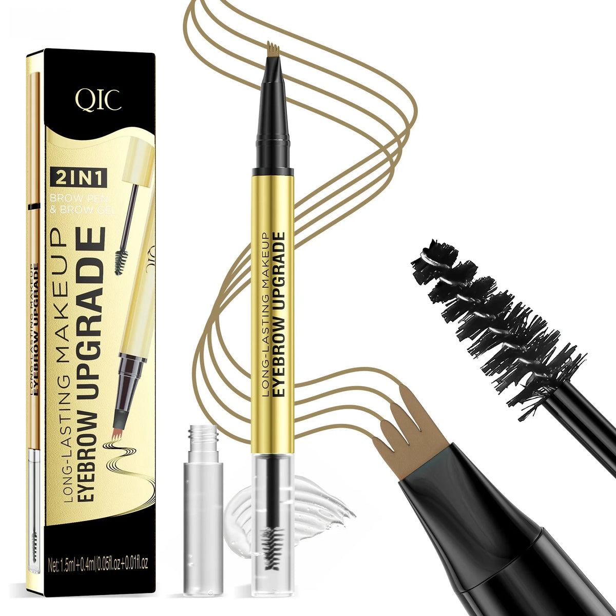 2-in-1 Waterproof Four-Tip Eyebrow Pencil and Styling Gel
