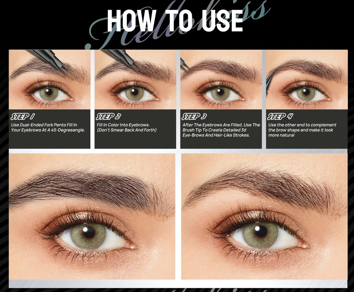 Waterproof Double-Ended Eyebrow Pen for Natural Brows