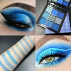 9-Color Blue Eyeshadow Palette for Festivals and Parties