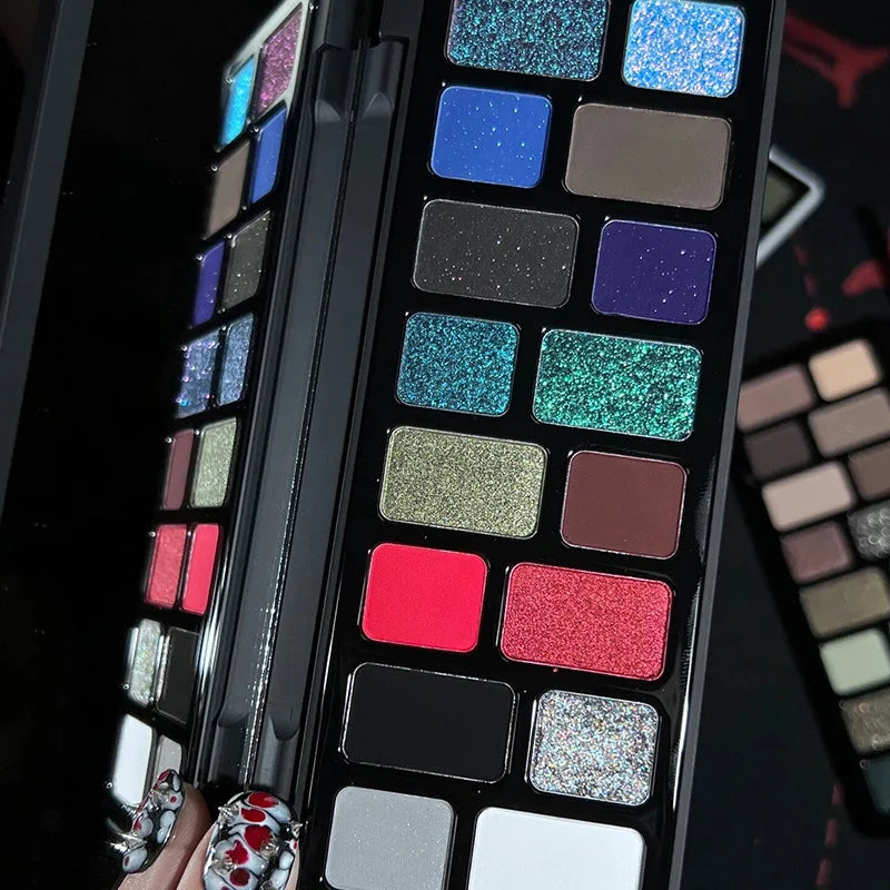 16-Color Punk Eyeshadow Palette for Bold Matte and Shimmer Looks