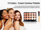 15-Color Professional Facial Concealer Palette and Brush