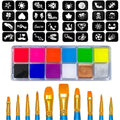 Professional 12-Color Face and Body Painting Kit with Setting Powder