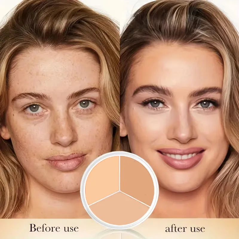 3-Color Cream Concealer Palette for Flawless Coverage