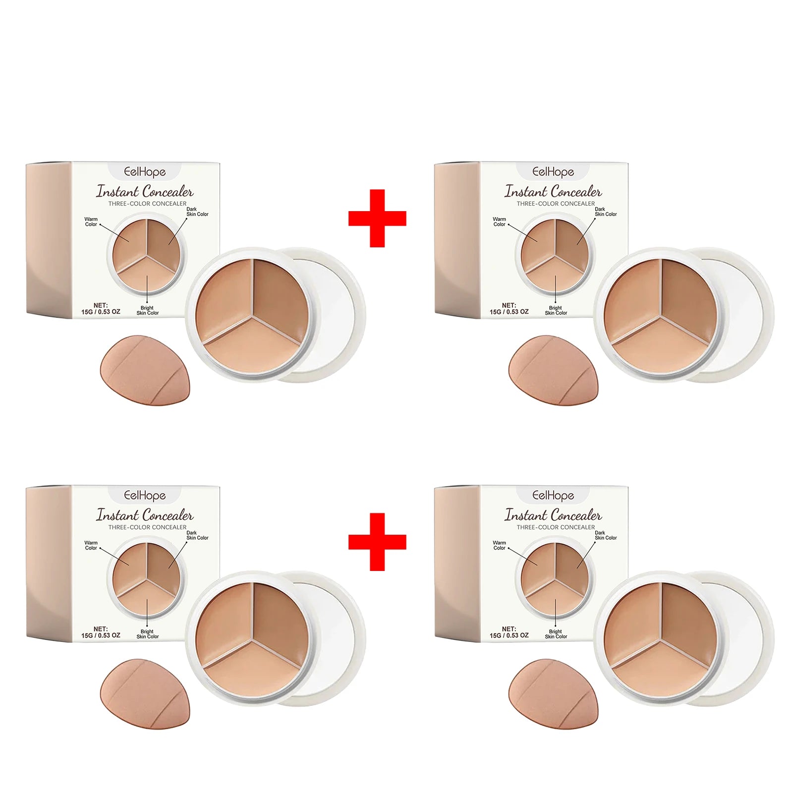 3-Color Cream Concealer Palette for Dark Circles and Blemishes - 13