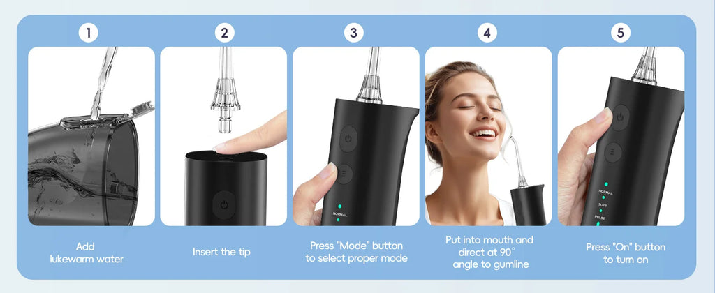 Portable Cordless Water Flosser for Teeth and Gums