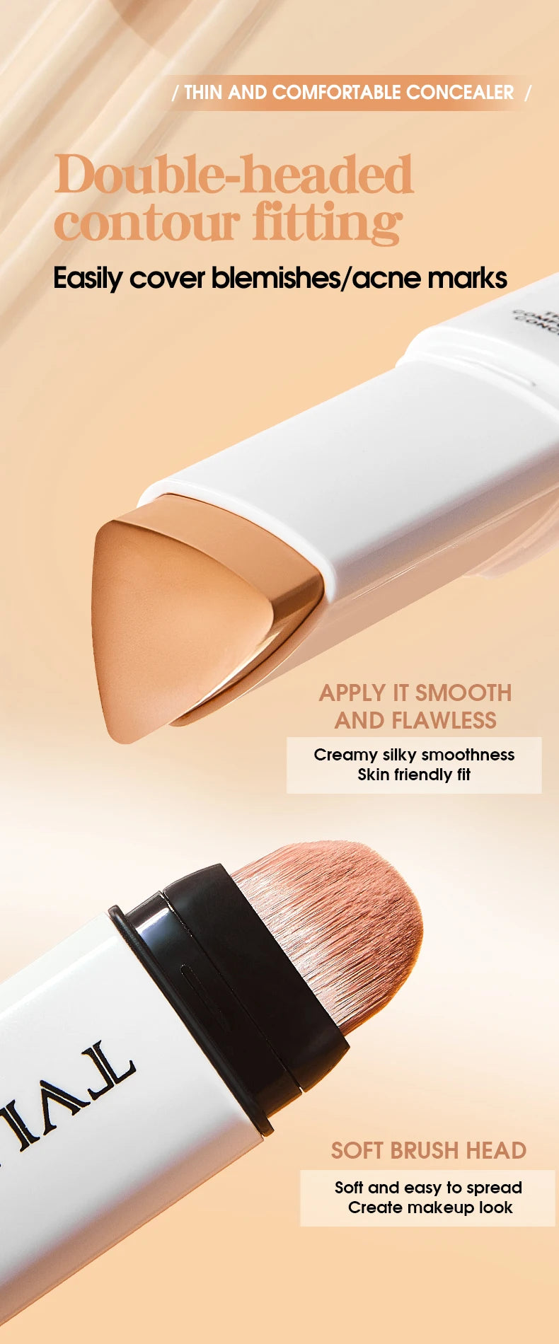 Double-Ended Face Concealer with Built-in Blending Brush - 10