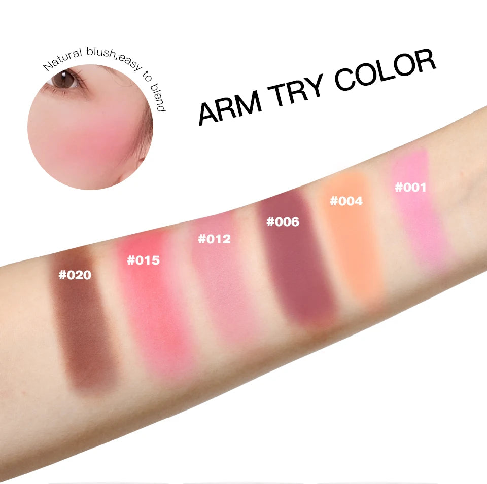 Matte Embossed Blush Palette with Professional Brush