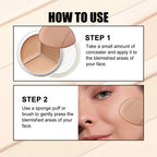 3-Color Cream Concealer Palette for Dark Circles and Blemishes