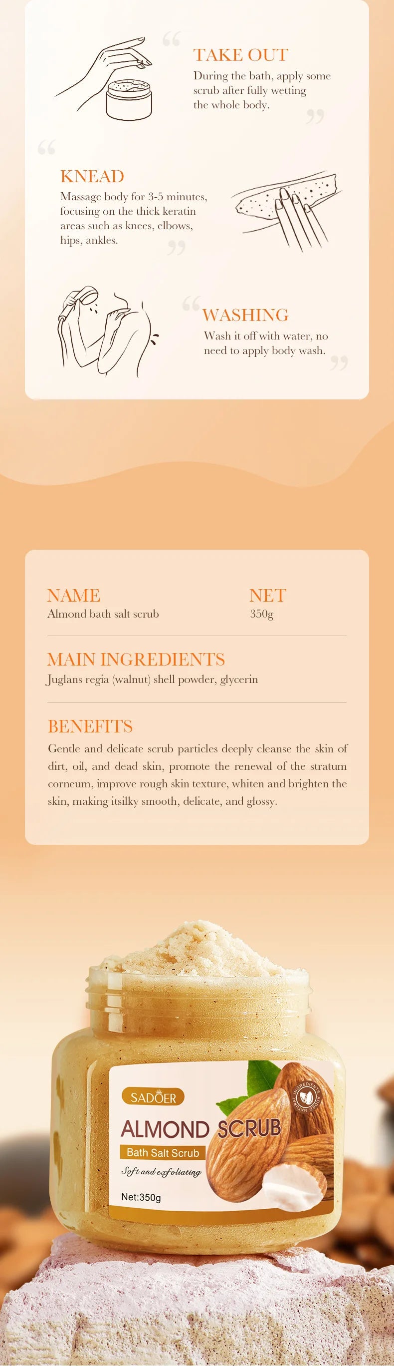 Exfoliating Body Bath Salt Scrub for Smooth Radiant Skin