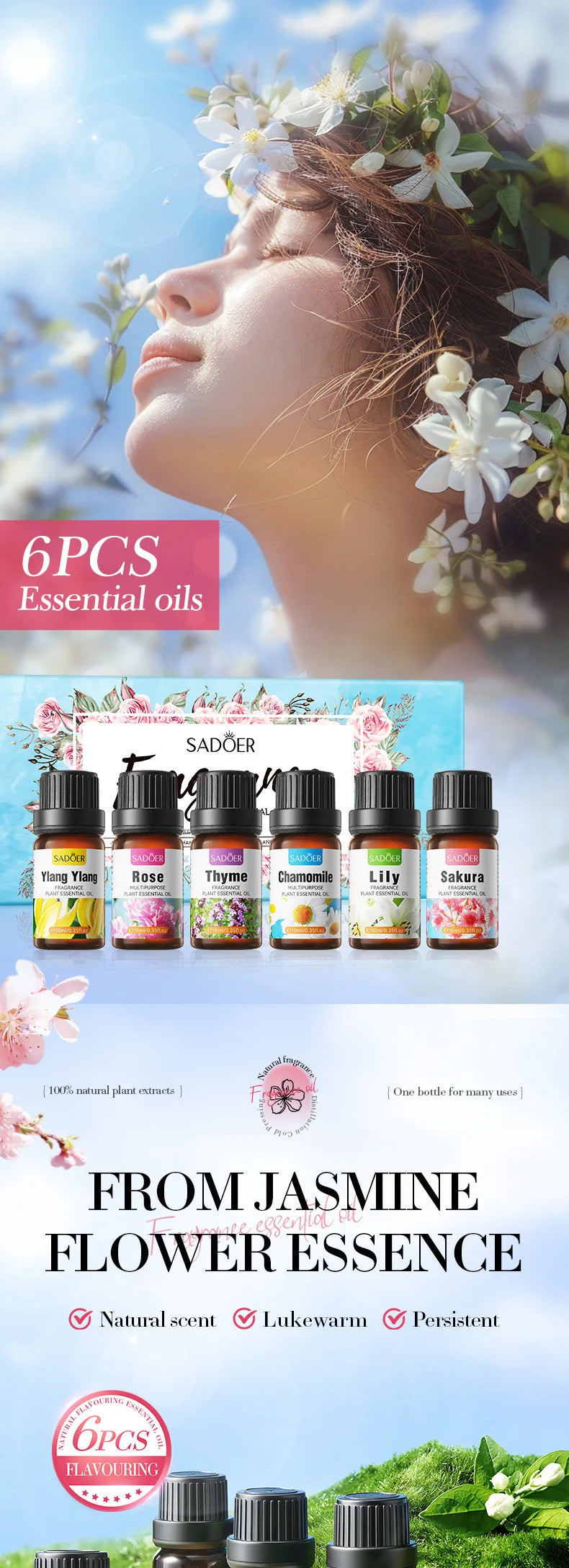 6-Piece Aromatic Essential Oil Set for Relaxation and Body Care - 7