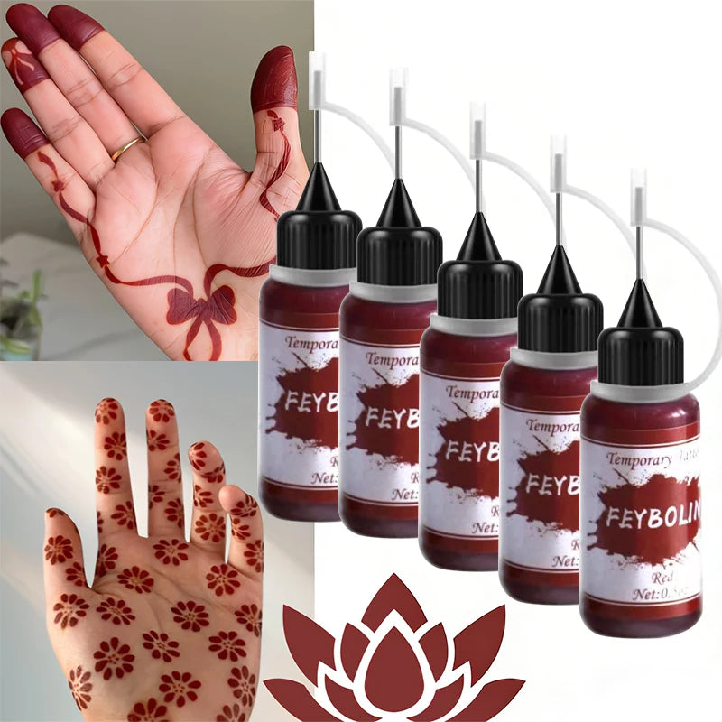 Long-Lasting Red Henna Temporary Tattoo Gel for Body Art - 10