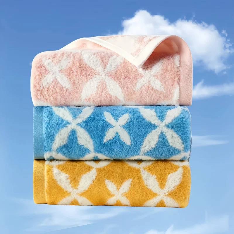 3-Piece Soft Absorbent Cotton Jacquard Bath Towel Set