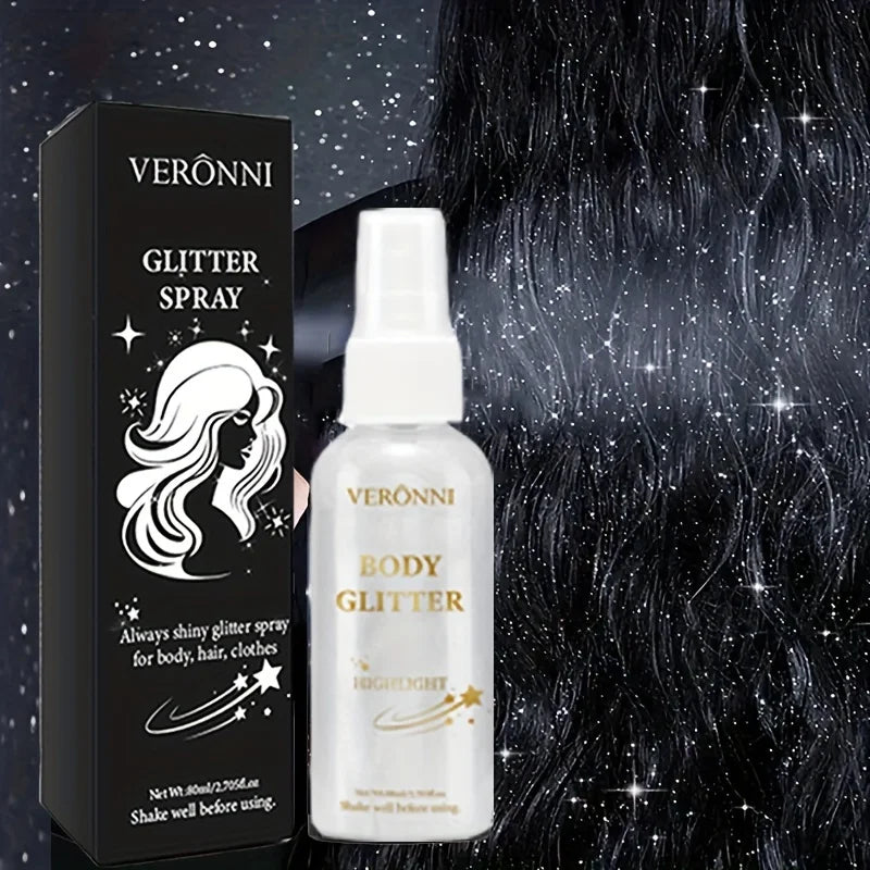 Shimmering Body and Hair Glitter Highlighter Spray